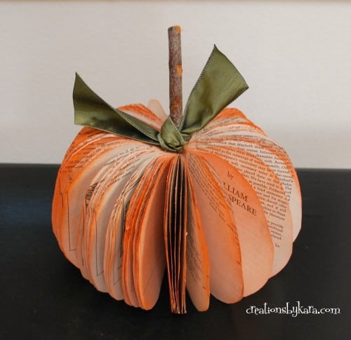 pumpkin craft made out of book pages