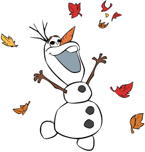 olaf from frozen tossing leaves