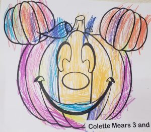 Coloring page of a mickey mouse jack-o-lantern