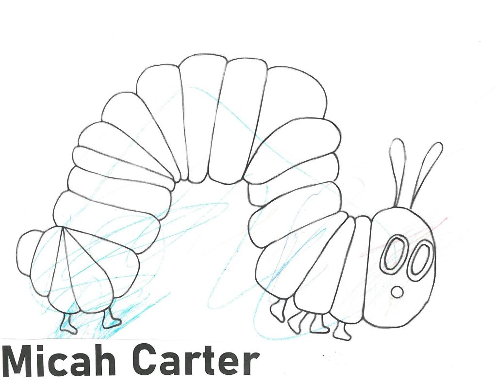 coloring page of The Very Hungry Caterpillar by Eric Carle